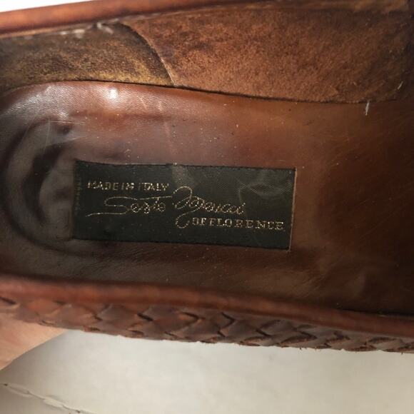 Sesto Meucci Woven Loafer Block Heel Brown 7 Italy - Picture 9 of 12